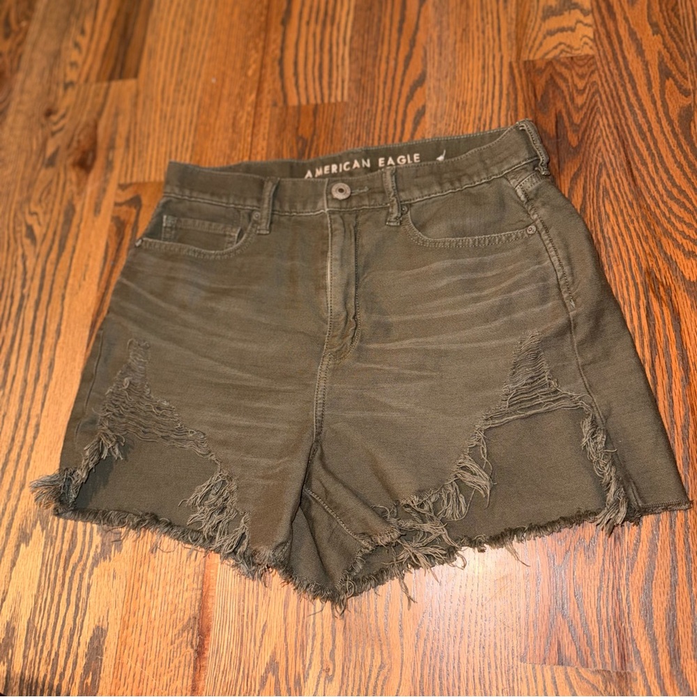 American Eagle Outfitters Khaki Distressed Jean Shorts